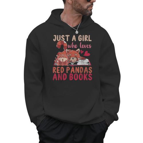 Animal Just A Girl Who Loves Red Pandas And Books Reading Men Hoodie - Bookorys