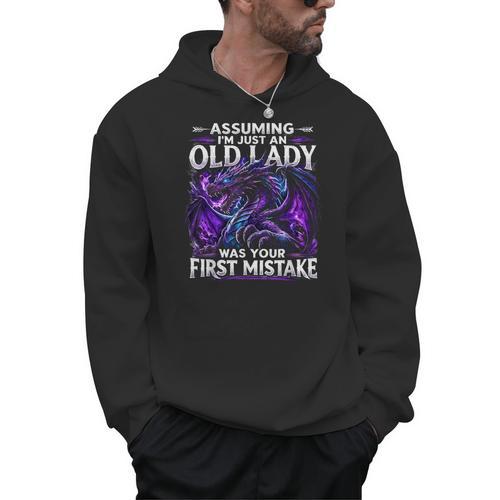 Assuming I'm Just An Old Lady Fantasy Book Reader Mom Dragon Men Hoodie - Bookorys AU