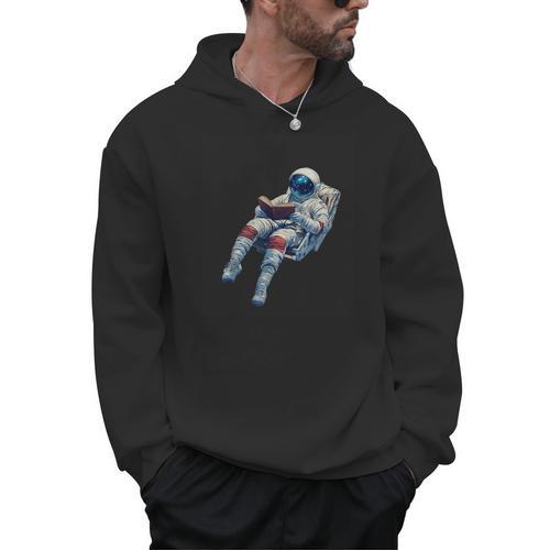 Astronaut Reading Book Sci-Fi Enthusiast Men Hoodie - Bookorys UK