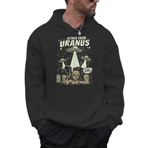 Attack From Uranus Retro Space Alien UFO Comic Book Men Hoodie - Bookorys