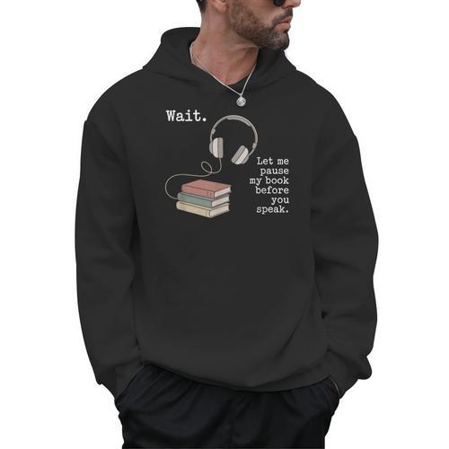 Audiobook Enthusiasts Headphones Book Club Bookworm Men Hoodie - Bookorys