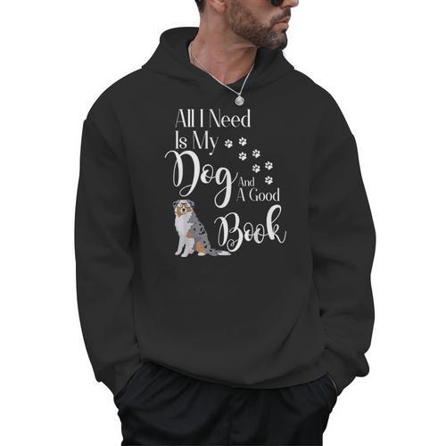 Australian Shepherd Dog Book Reading Love Mini Aussie Men Women Kids Men Hoodie - Bookorys UK