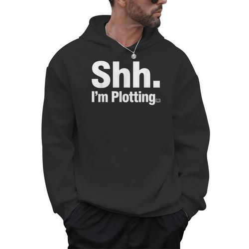 Author Novel Writer Book Lover Quote Shh I'm Plotting Men Hoodie - Bookorys DE