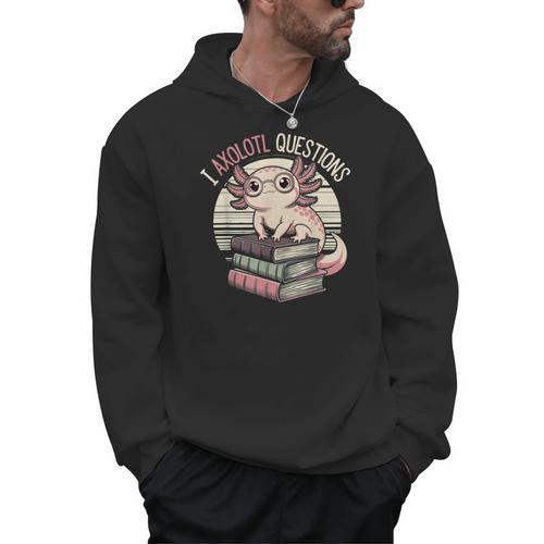 I Axolotl Questions Cute Reading Book Bookworm Librarian Men Hoodie - Bookorys