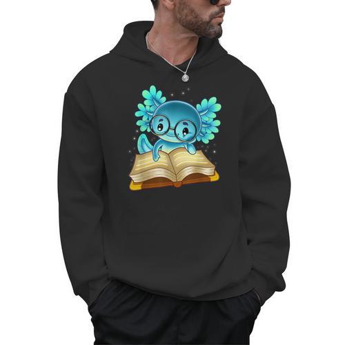 Axolotl Read Book Ambystoma Mexicanum Mexican Walking Fish Men Hoodie - Bookorys CA