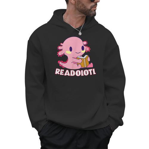 Axolotl Read Book Readolotl Ambystoma Mexicanum Walking Fish Men Hoodie - Bookorys CA