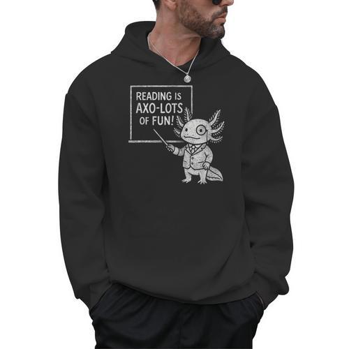 Axolotl Reading Is AXO-Lots Of Fun Book Lover Men Hoodie - Bookorys AU