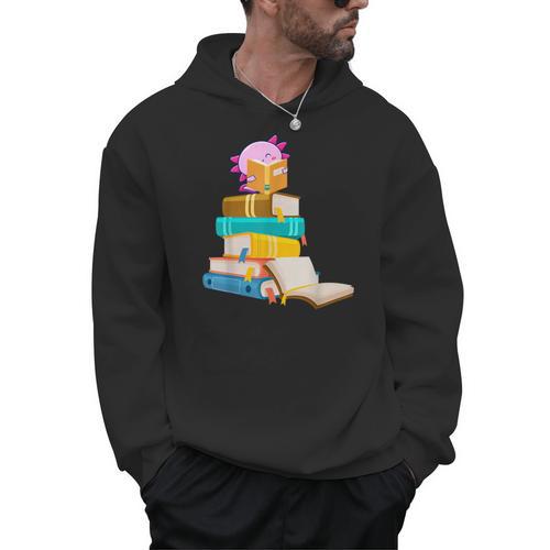 Axolotl Reading Book Bookworm Book Lover Girls Boys Men Hoodie - Bookorys DE