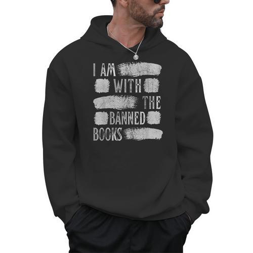 I Am With The Banned Books Reading Lovers Protest Book Bans Men Hoodie - Bookorys