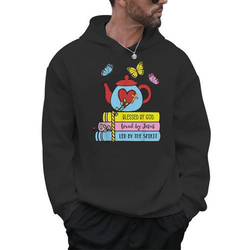 Blessed By God Loved By Jesus Book Lovers Men Hoodie - Bookorys CA