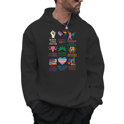 BLM Human Rights Feminism Trans Science Books LGBTQ Kindness Men Hoodie - Bookorys DE