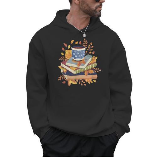 Book & Autumn Fall Lover Bookworm Hello Fall Bookish Reading Men Hoodie - Bookorys CA