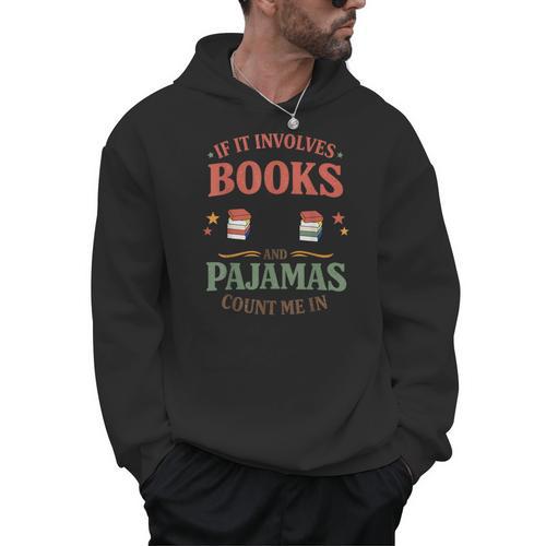 Book & Pajamas Humorous Book Lover Reading Bedtime Men Hoodie - Bookorys CA