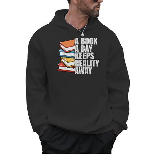 A Book A Day Keeps Reality Away Bookworm Men Hoodie - Bookorys AU