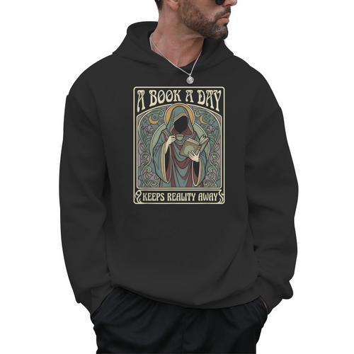 A Book a Day Keeps Reality Away Reading Lover Tarot Card Men Hoodie - Bookorys