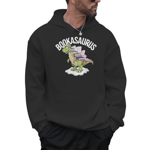 Book Dinosaur T-Rex Bookworm Dino Book Reading Men Hoodie - Bookorys