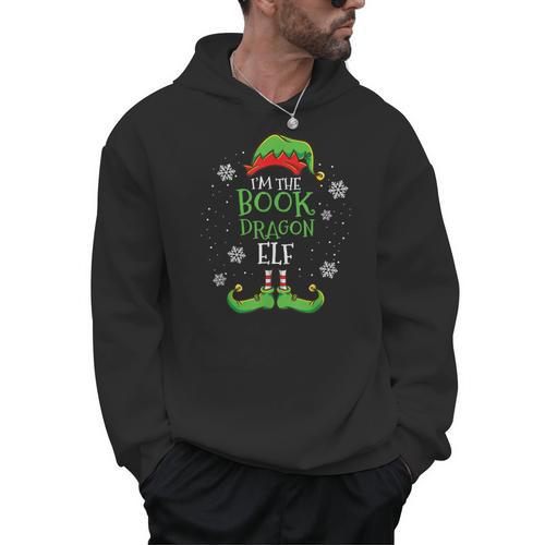 Im The Book Dragon Elf Christmas Librarian Men Hoodie - Bookorys AU