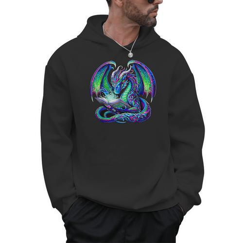 Book Dragon Reading Lover Men Hoodie - Bookorys AU