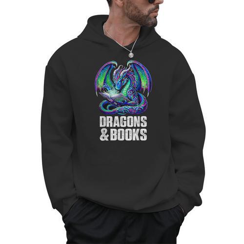 Book Dragons And Books Reading Lover Men Hoodie - Bookorys AU