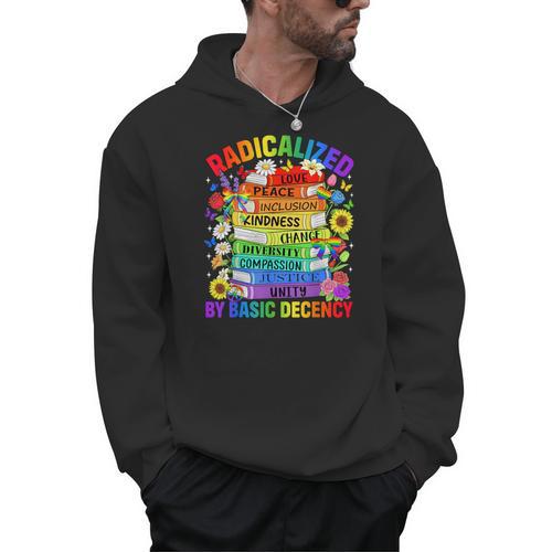 Book Flower Radicalized By Basic Decency Feminist LGBT Gay Men Hoodie - Bookorys