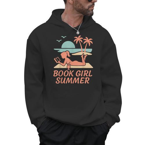 Book Girl Summer Book Reading Retro Sunset Men Hoodie - Bookorys DE