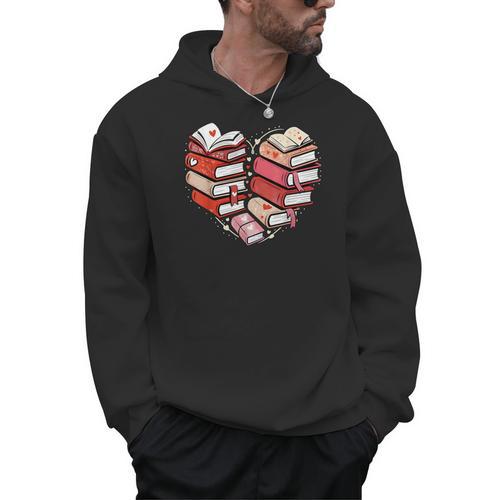 Book Lover Heart Shape Reading Librarian Valentine Men Women Men Hoodie - Bookorys DE