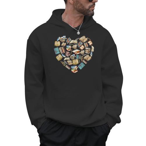 Book Lover Heart Shape Valentines Day Librarian Squad Gift Men Hoodie - Bookorys DE