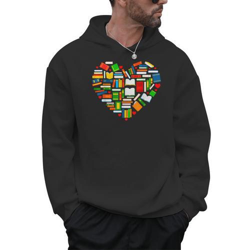 Book Lover Librarian Books Heart Valentine Men Hoodie - Bookorys DE