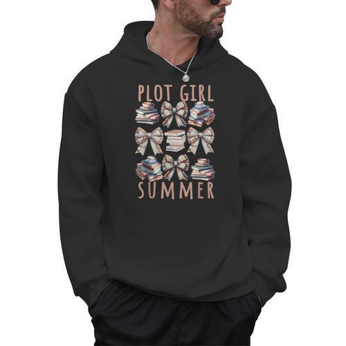 Book Lover Plot Girl Summer Books Coquette Bow Book Girly B Men Hoodie - Bookorys DE