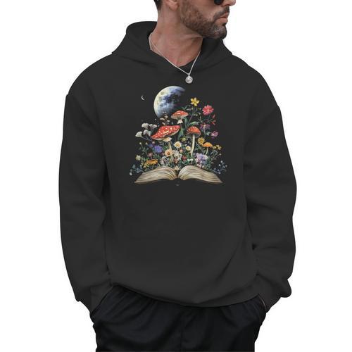 Book Moon Floral Cottagecore Men Hoodie - Bookorys DE