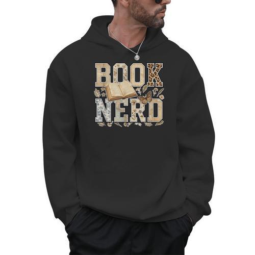 Book Nerd Vintage Floral Booktrovert Reading Lover Bookish Men Hoodie - Bookorys