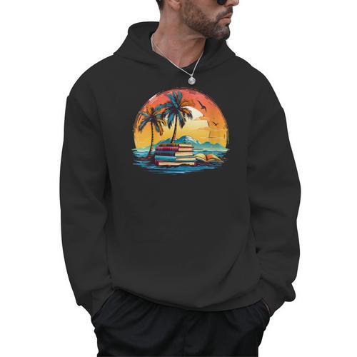 Book Paradise Tropical Island Beach Ocean Summer Reading Men Hoodie - Bookorys DE