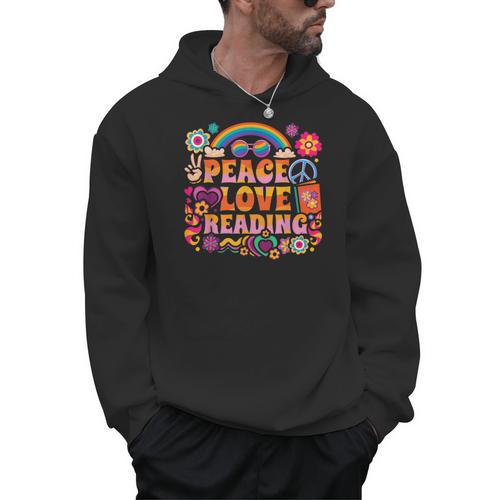 Book Peace Bookworm Hippie Rainbow Peace Sign Men Hoodie - Bookorys
