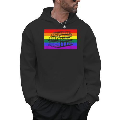 Book Read Literary Gay Pride Flag Rainbow LGBTQ Queer Men Hoodie - Bookorys