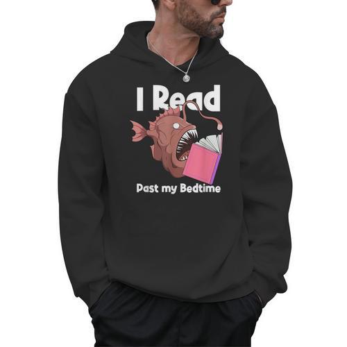 Book Reading Anglerfish I Read Past My Bed Time Librarian Men Hoodie - Bookorys
