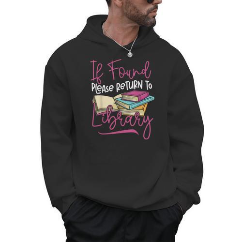 Book Reading If Found Please Return To Library Men Hoodie - Bookorys