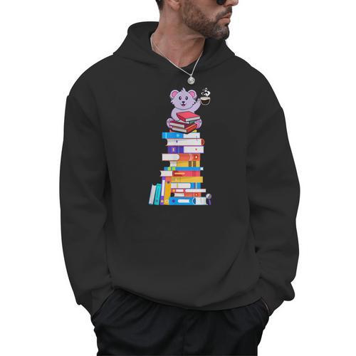 Book Reading Tea Coffee Kawaii Bookworm Koala Men Hoodie - Bookorys