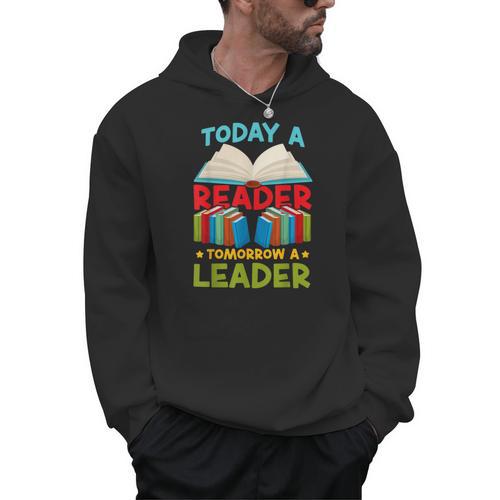 Book Reading Today A Reader Tomorrow A Leader Men Hoodie - Bookorys UK