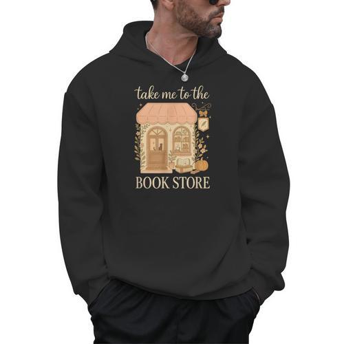 Take Me To The Book Store Cozy Bookshop Cat Aesthetic Men Hoodie - Bookorys AU