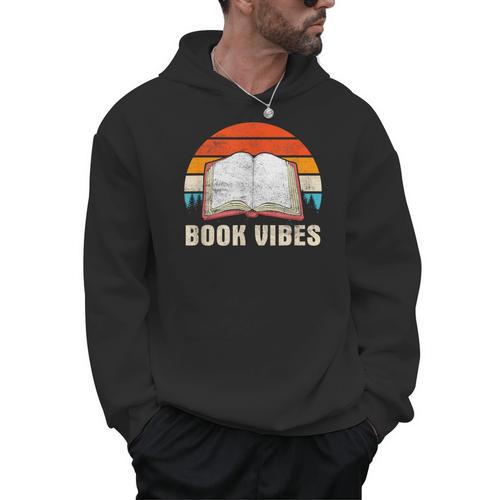 Book Vibes For Book Lovers Bookworm Reading Men Hoodie - Bookorys