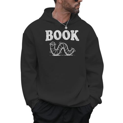 Book Worm Visual Pun Vintage Reading Lover Men Hoodie - Bookorys