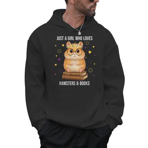 Bookish Girl Present Just a Girl Who Loves Hamster And Books Men Hoodie - Bookorys