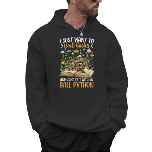 Books And My Ball Python Owner Ball Python Lover Men Hoodie - Bookorys