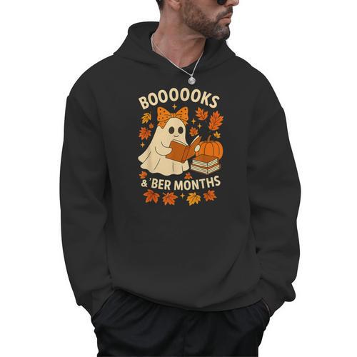 Books And BER Months Fall Librarian Reading Halloween Men Hoodie - Bookorys DE