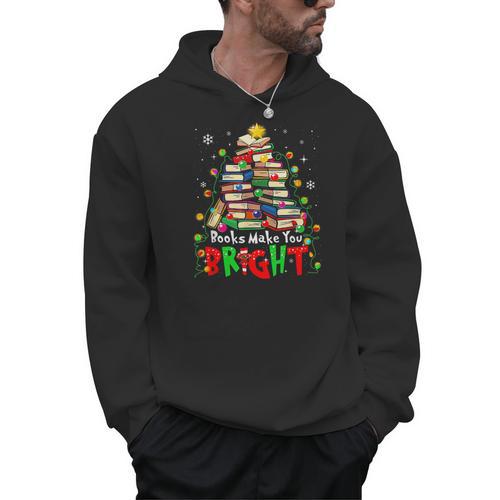 Books Make You Bright Christmas Librarian Book Lover Men Hoodie - Bookorys AU