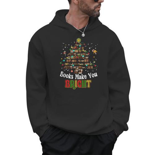 Books Make You Bright Books Christmas Tree Merry Xmas Men Hoodie - Bookorys