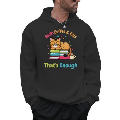 Books Coffee And Cats Thats Enough Cat Lover Men Hoodie - Bookorys CA