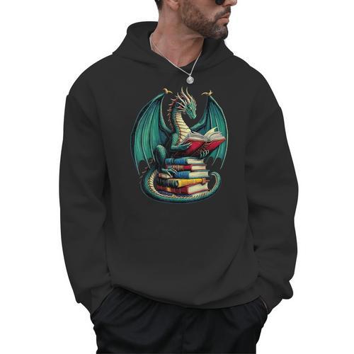 Books Dragon Reading Book Lover Men Hoodie - Bookorys AU