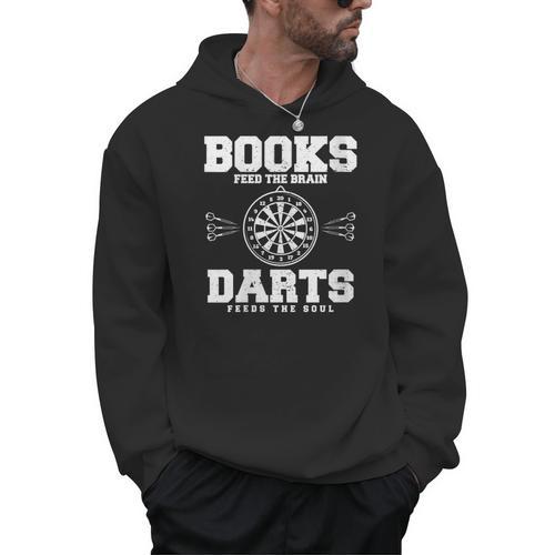 Books Feed The Brain Darts Feeds The Soul Men Hoodie - Bookorys CA
