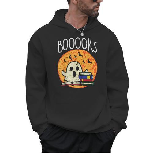 Books Ghost Boooks Halloween Reading Librarian Teacher Book Men Hoodie - Bookorys